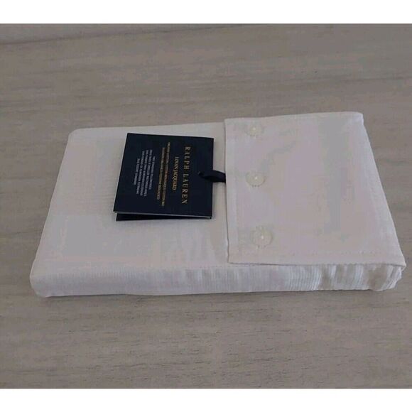 Ralph Lauren LOVAN JACQUARD Organic Cotton Two Standard Pillowcases PARCHMENT - Picture 8 of 10